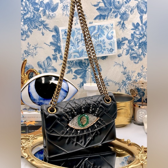 🆕 KURT GEIGER LONDON 🧿NWOT Leather Mini Kensington Rhinestone Eye Crossbody - Picture 2 of 15